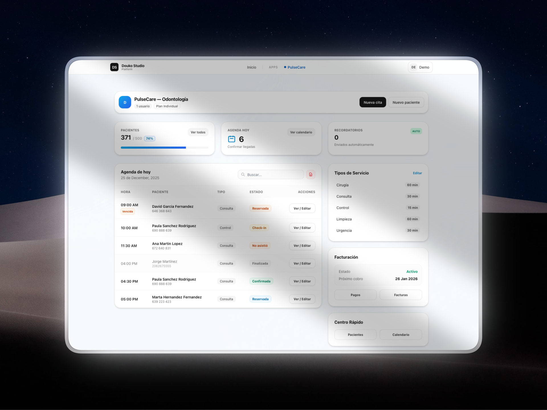 PulseCare Dashboard UI