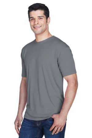 UltraClub Mens Cool & Dry Performance Moisture Wicking Short Sleeve Crewneck T-Shirt – Charcoal Grey