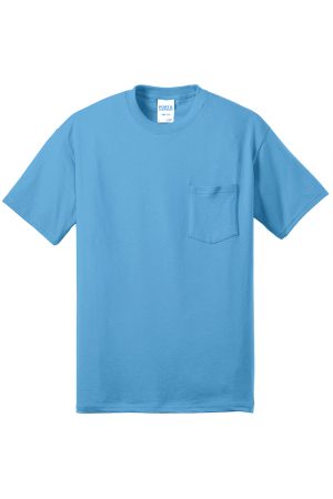 Mens Core Short Sleeve Crewneck T-Shirt Pocket – Aquatic Blue