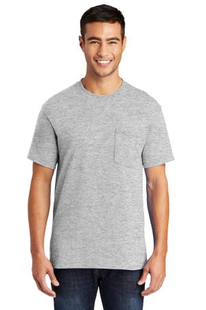 Mens Core Short Sleeve Crewneck T-Shirt Pocket – Ash Grey
