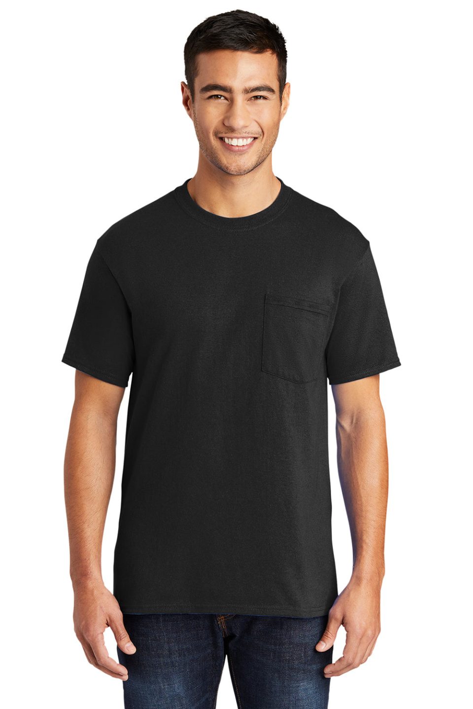 Mens Core Short Sleeve Crewneck T-Shirt Pocket - Jet Black