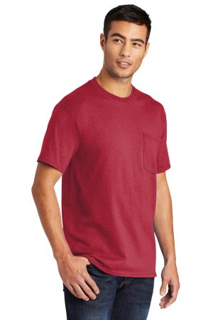 Mens Core Short Sleeve Crewneck T-Shirt Pocket – Red