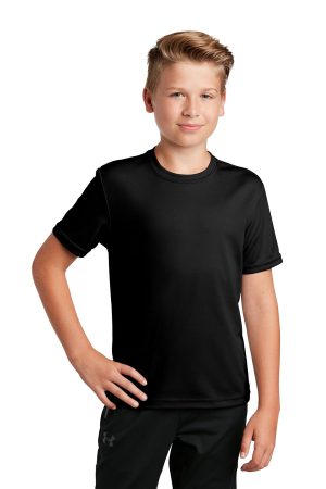 Youth RacerMesh Moisture Wicking Short Sleeve Crewneck T-Shirt – Black