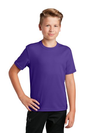 Youth RacerMesh Moisture Wicking Short Sleeve Crewneck T-Shirt – Purple – Closeout